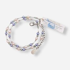 Vintage Leighton LAM Necklace Sterling Silver Freshwater‎ Pearls 19" Pink Purple